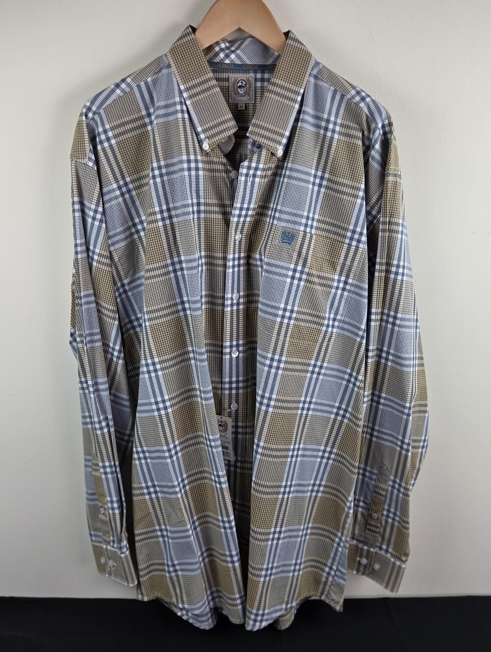 Cinch Shirt Mens XL Multicolor Long Sleeve Button Up Plaid 100% Cotton